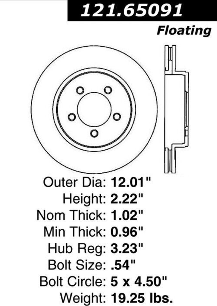 Centric Front Disc Brake Rotor for Explorer, Mountaineer (121.65091)