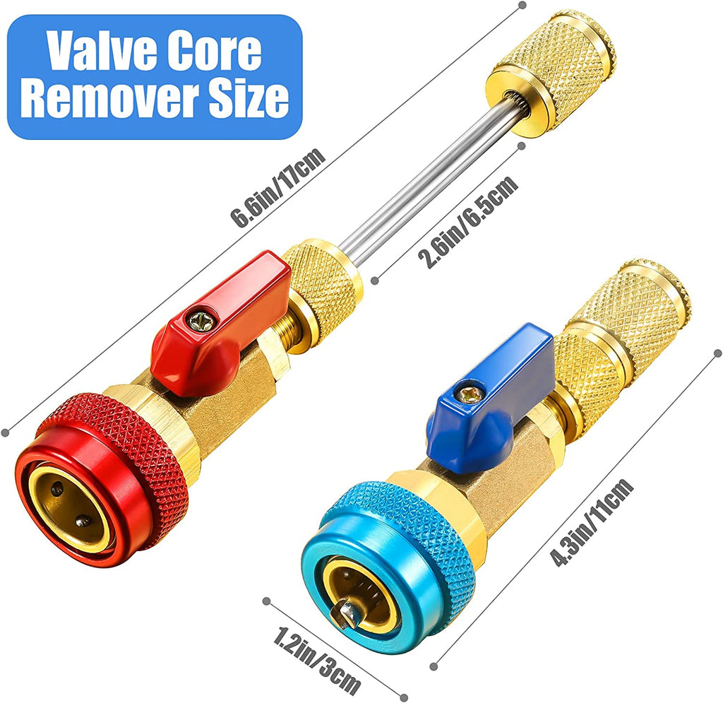 Frienda R134A R1234YF Valve Core Tool, 35 Pieces Air Condition Valve Core A/C R12 R134A R1234YF Refrigeration Schrader Valve Core, 3 Pieces Remover Tool with 20 Pieces O-Ring Rubber Seal for Car