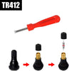 Tire Valve Stem Tool Puller and Installer Kit, Remover and Installation Set, 6 Pcs TR412 Snap-In Valve Stems with Valve Stem Cores, 1 Pcs Single Head Tire Valve Core Tool, 1 Pcs 4-Way Valve Tool