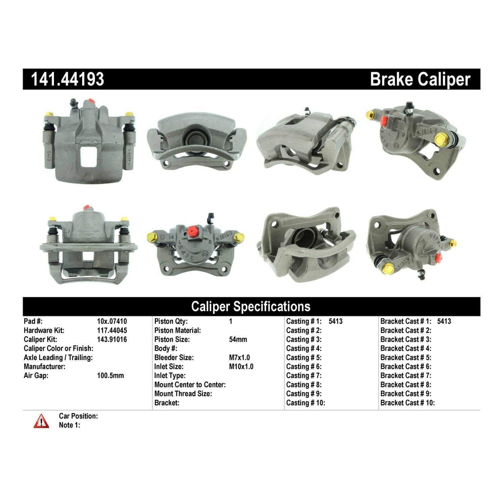 Centric Front Passenger Side Disc Brake Caliper for Prizm, Corolla (141.44193)