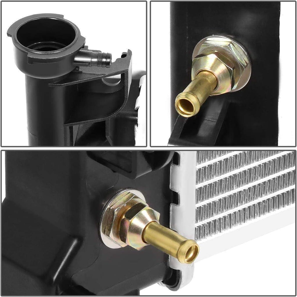DNA Motoring  Factory Style Aluminum Radiator Compatible with 93-95 Town & Country/Caravan/Grand Voyager AT, 25-3/8" W X 15-1/16" H X 1-1/4" D, 1-1/4" Inlet, 1-1/2" Outlet