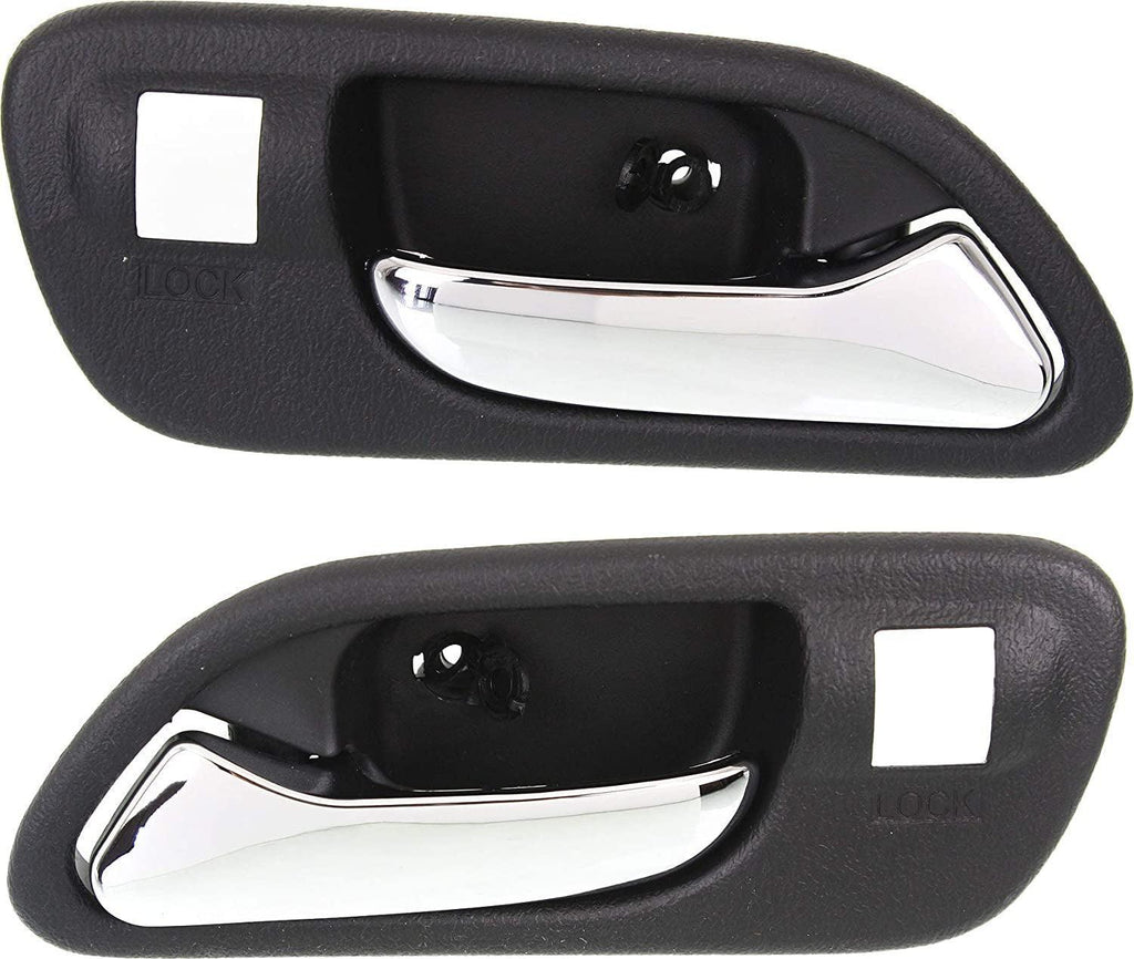 Interior Door Handle Set Compatible with 2001-2006 Acura MDX, Fits 1999-2003 Acura TL Front, Driver and Passenger Side Black Bezel with Chrome Lever