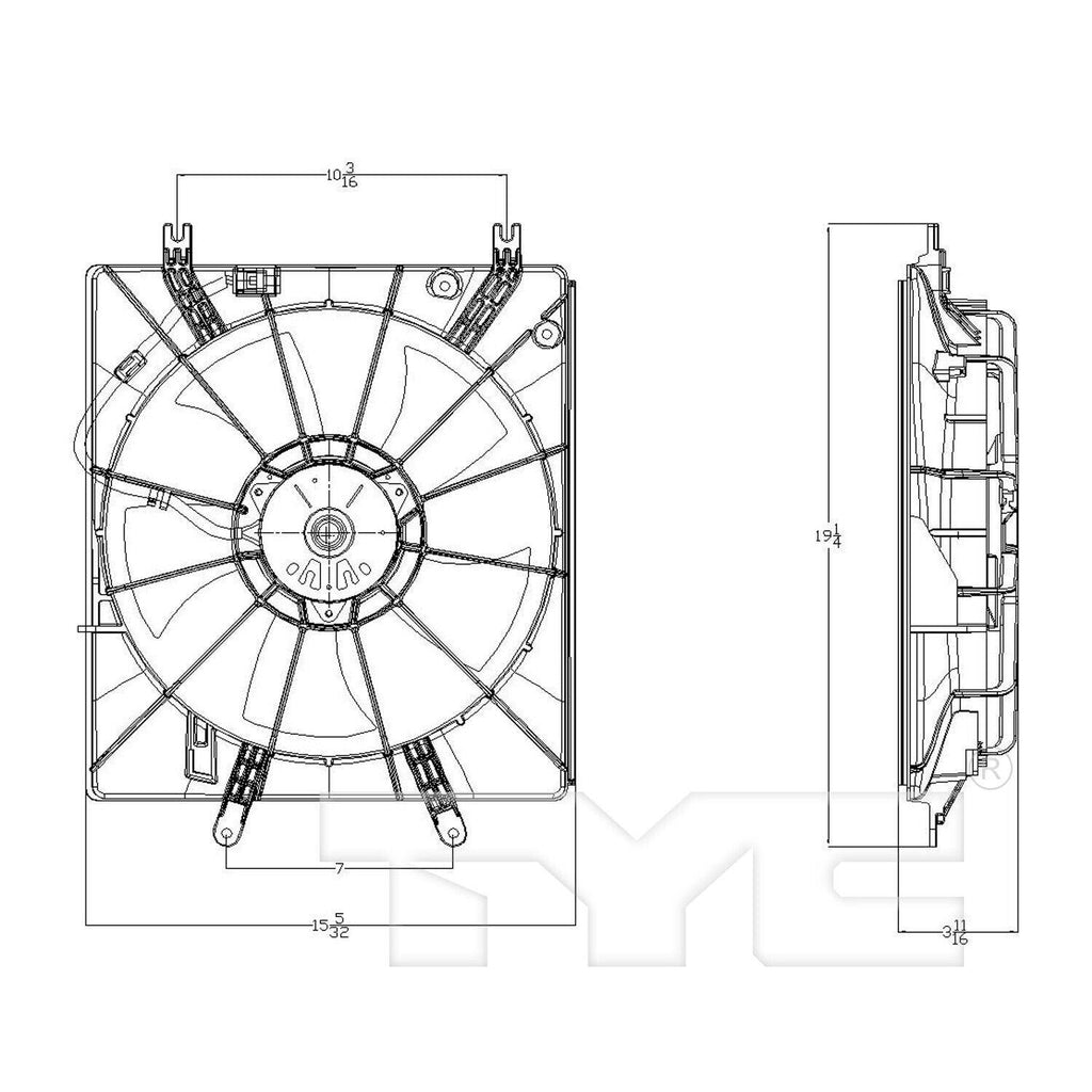 TYC Engine Cooling Fan Assembly for 07-08 Acura TL 601150