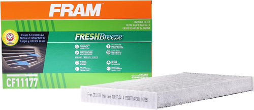 Fresh Breeze Cabin Air Filter Replacement for Car Passenger Compartment W/ Arm and Hammer Baking Soda, Easy Install, CF11177 for Select Nissan Vehicles , White