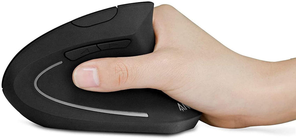Anker 2.4G Wireless Vertical Ergonomic Optical Mouse, 800 / 1200 /1600 DPI, 5 Buttons for Laptop, Desktop, PC, Macbook - Black