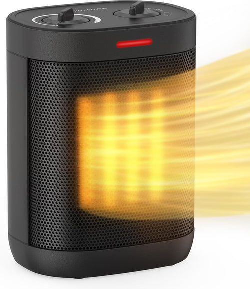 Space Heaters for Indoor Use, Portable 1500W/900W PTC Ceramic Space Heater, Small Space Heater with Thermostat, Three Modes, Overheat and Tip-Over Protection for Office Home