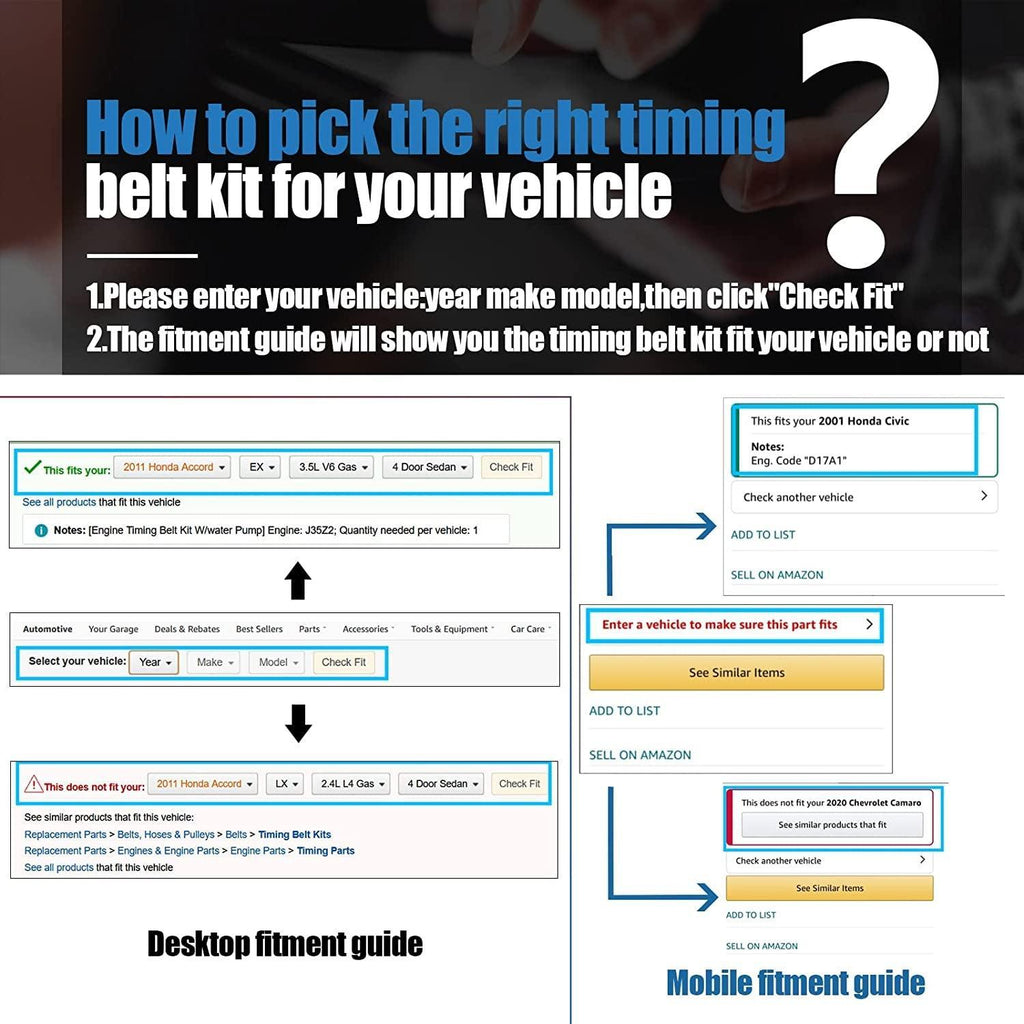 Timing Belt Kit Fits 05-10 for Chrysler 300 for Dodge Nitro For3.5L 4.0L SOHC