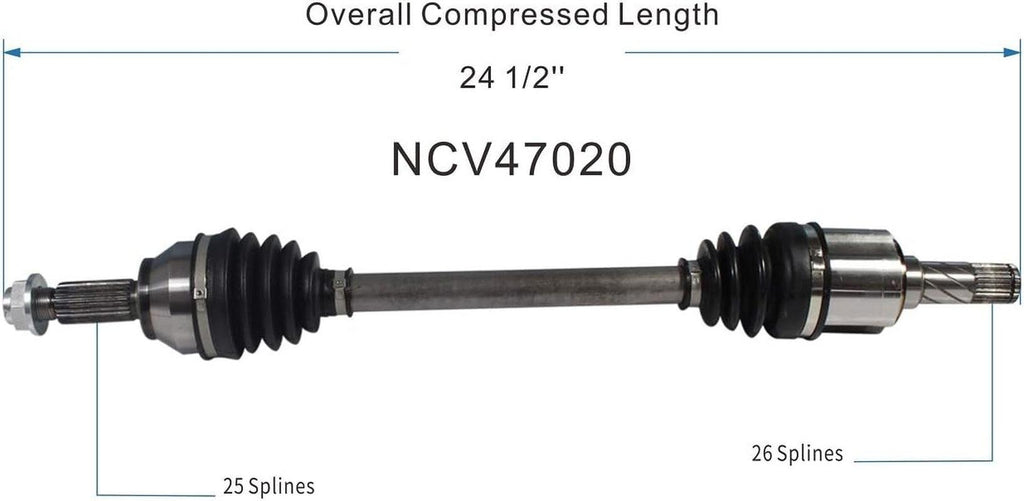 NCV47020 CV Axle Shaft Assembly for Select 2011-14 Mazda 2 - Front Left (Driver Side)