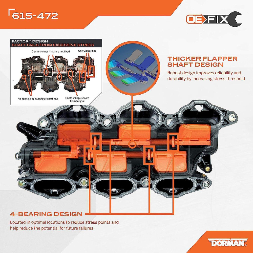 Dorman 615-472 Plastic Intake Manifold Compatible with Select Hyundai/Kia Models (OE FIX)