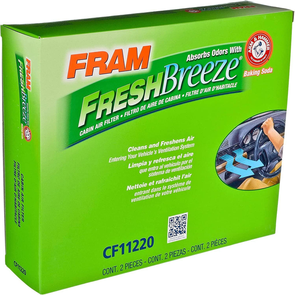 Fresh Breeze Cabin Air Filter Replacement for Car Passenger Compartment W/ Arm and Hammer Baking Soda, Easy Install, CF11220 for Select BMW Vehicles , White