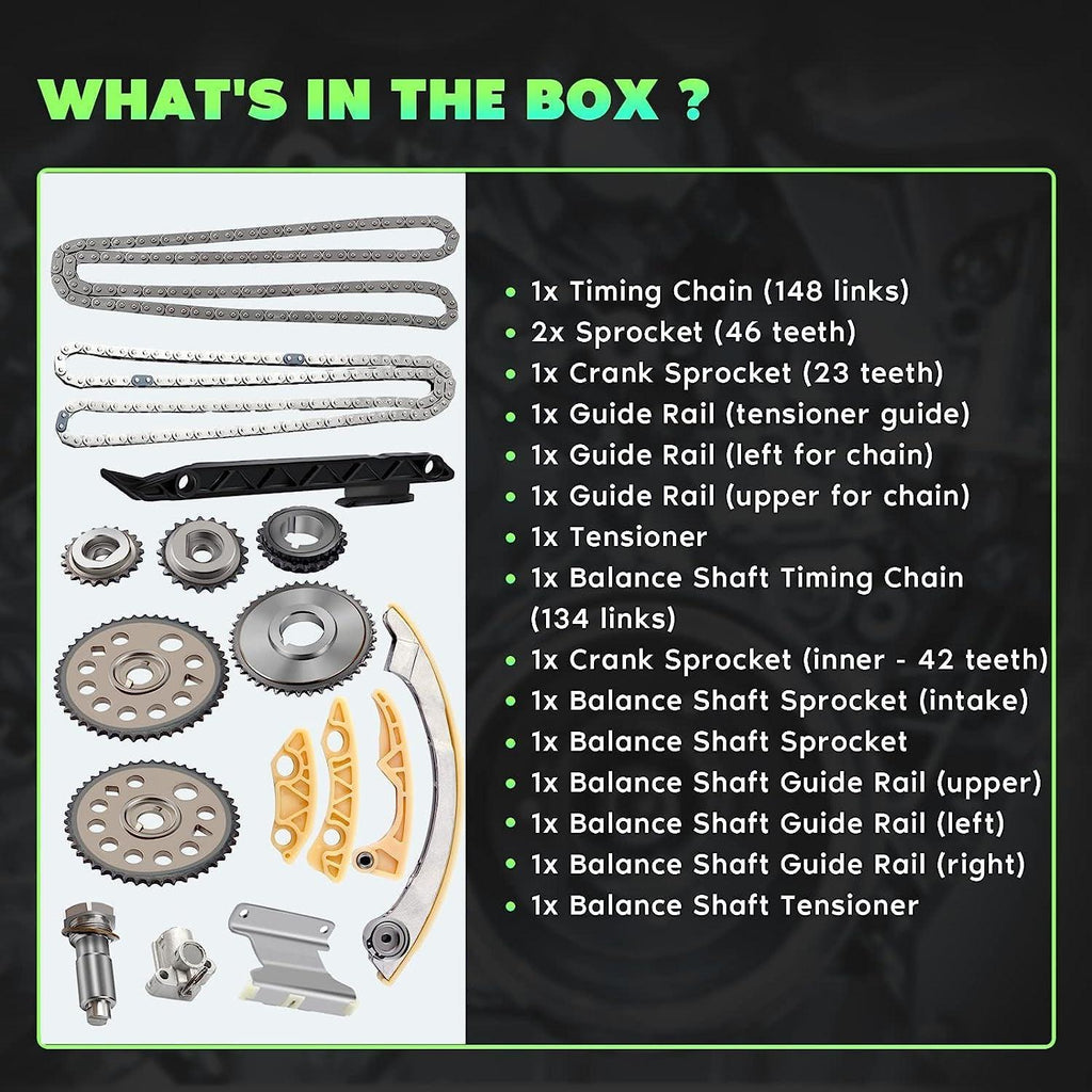 TK10422 TK10422BS Engine Timing Chain Kit Sets Replaces for Buick Lacrosse Regal Verano for Chevy Cavalier 2.2L 2.0L 2.4L