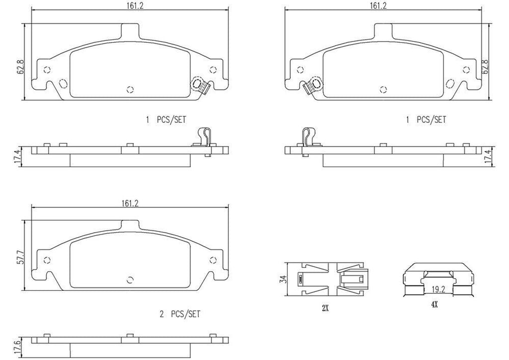 Front Disc Brake Pad Set for Classic, Grand Am, Alero, Malibu, Cutlass (P10023N)