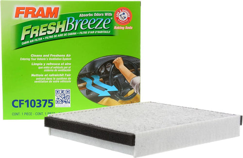 Fresh Breeze Cabin Air Filter with Arm & Hammer Baking Soda, CF10375 for Select Ford Vehicles , White