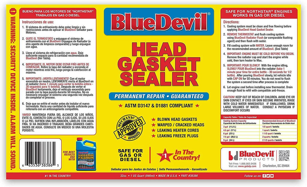 Bluedevil 38386 Head Gasket Sealer - 1 Quart