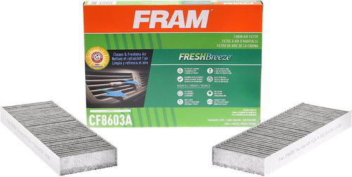 Fresh Breeze Cabin Air Filter Replacement for Car Passenger Compartment W/Arm and Hammer Baking Soda, Easy Install, CF8603A for Select Honda Vehicles White 2 Count (Pack of 1)