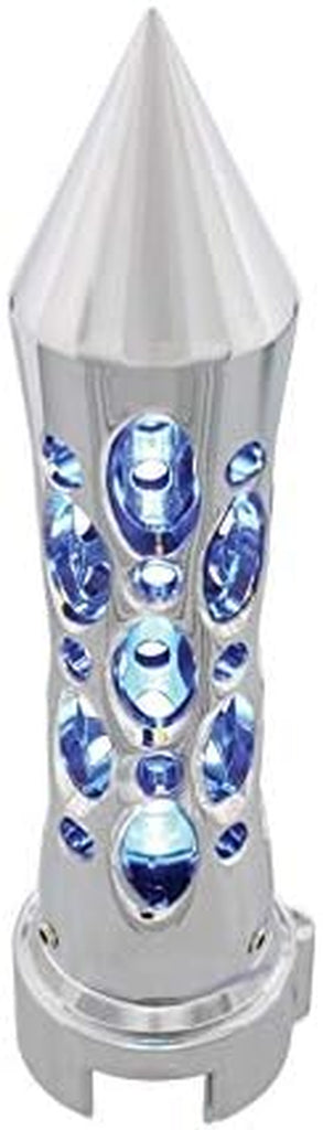 70714 Chrome"Daytona" 13/15/18 Speed Spike Gearshift Knob W/High Power LED - Blue