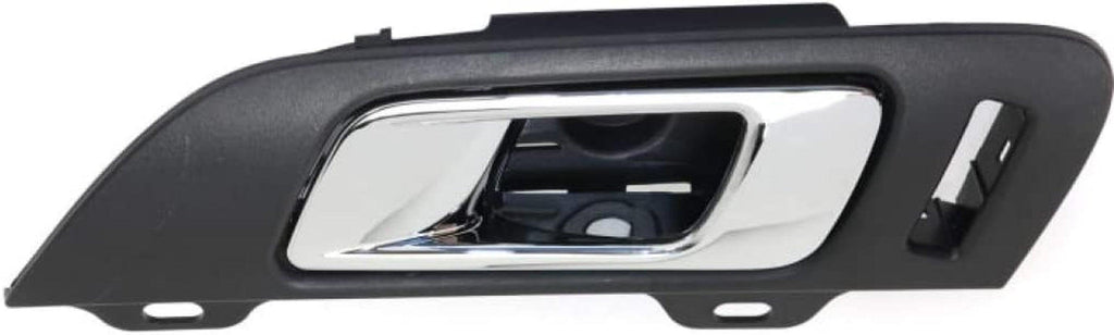 for Lincoln MKS Interior Door Handle Front, Driver Side Black Bezel with Chrome Lever (2009-2016) | with Door Lock Hole| Trim: Base/Ecoboost