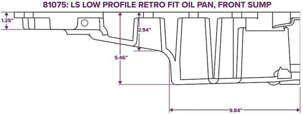 TSP 81075 Retro-Fit LSX Aluminum Rear Sump Oil Pan W/Added Clearance, Aluminum, Natural