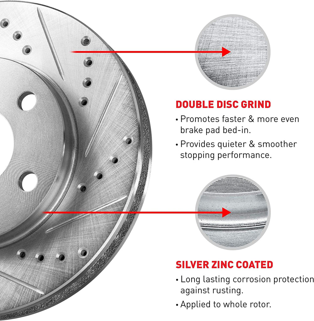 Front Kit Brake Rotors Drill Slot for 2008-2019 Xd, Corolla, Vibe, Matrix