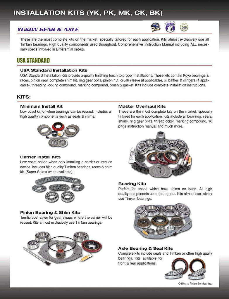 Yukon Minimum Installation Kit for Jeep Wrangler JL Dana 44 Front, without Axle Seals