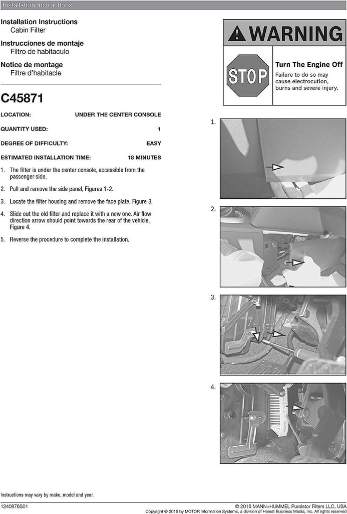 C45871 one Advanced Cabin Air Filter Compatible with Select Nissan Vehicles