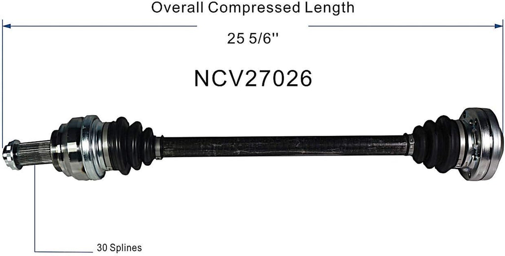 NCV27026 CV Axle Shaft Assembly - Left or Right Rear (Driver or Passenger Side), Gray