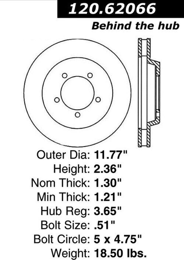 Centric Front Disc Brake Rotor for Bel Air, Caprice, Impala (120.62066)