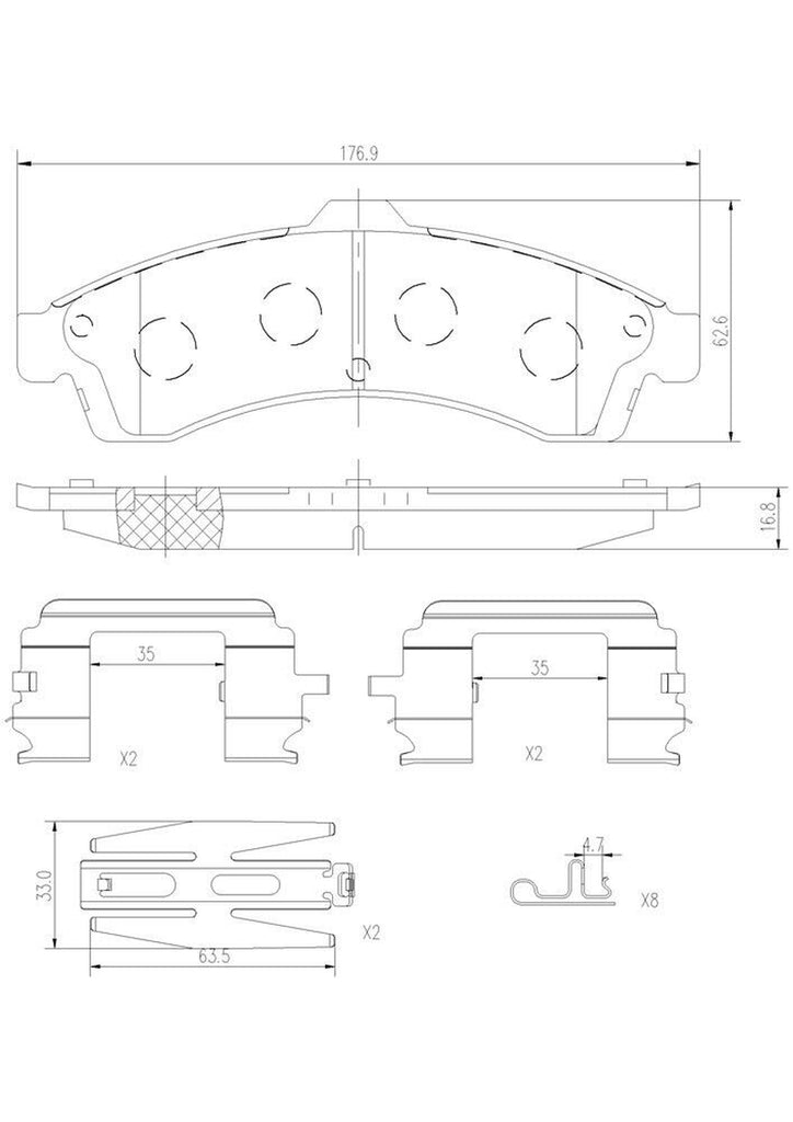 Front Disc Brake Pad Set for SSR, Rainier, Trailblazer+Mo