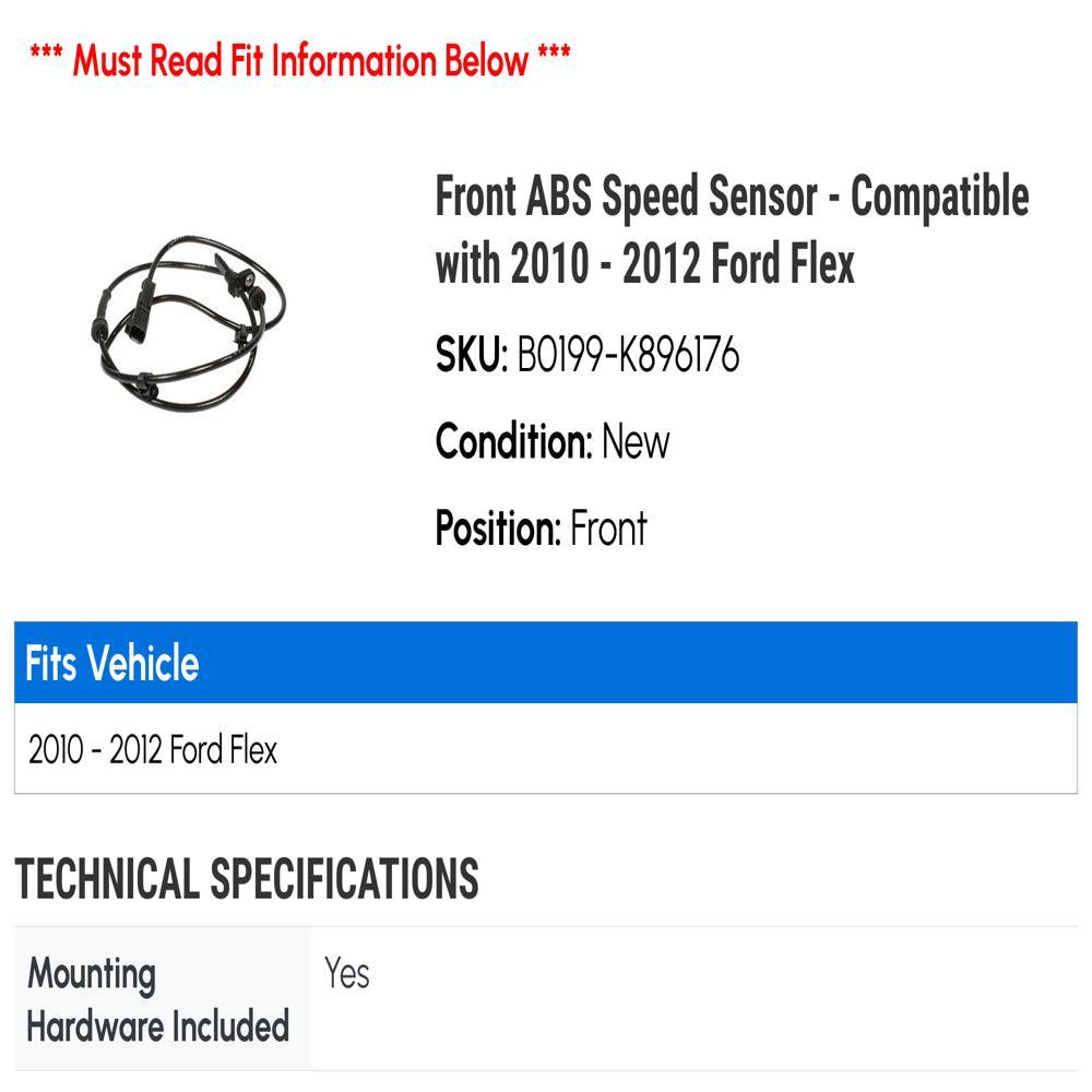 Front ABS Speed Sensor - Compatible with 2010 - 2012 Ford Flex 2011