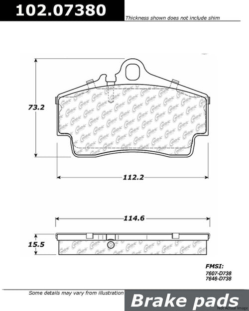 Centric Rear Disc Brake Pad for Boxster, Cayman, 911 (102.07380)