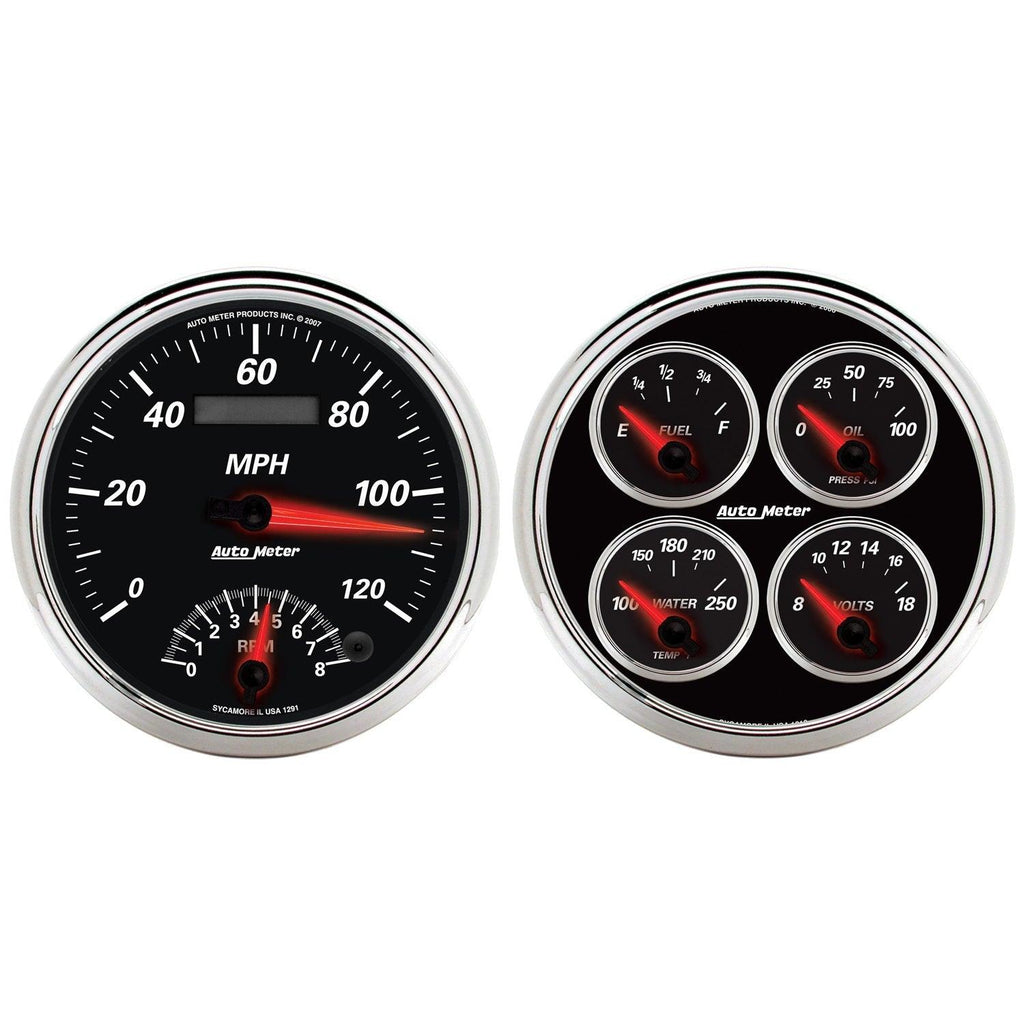 2 PC. GAUGE KIT 5 in. QUAD & SPEEDOMETER 240-33 O DESIGNER BLACK II - greatparts