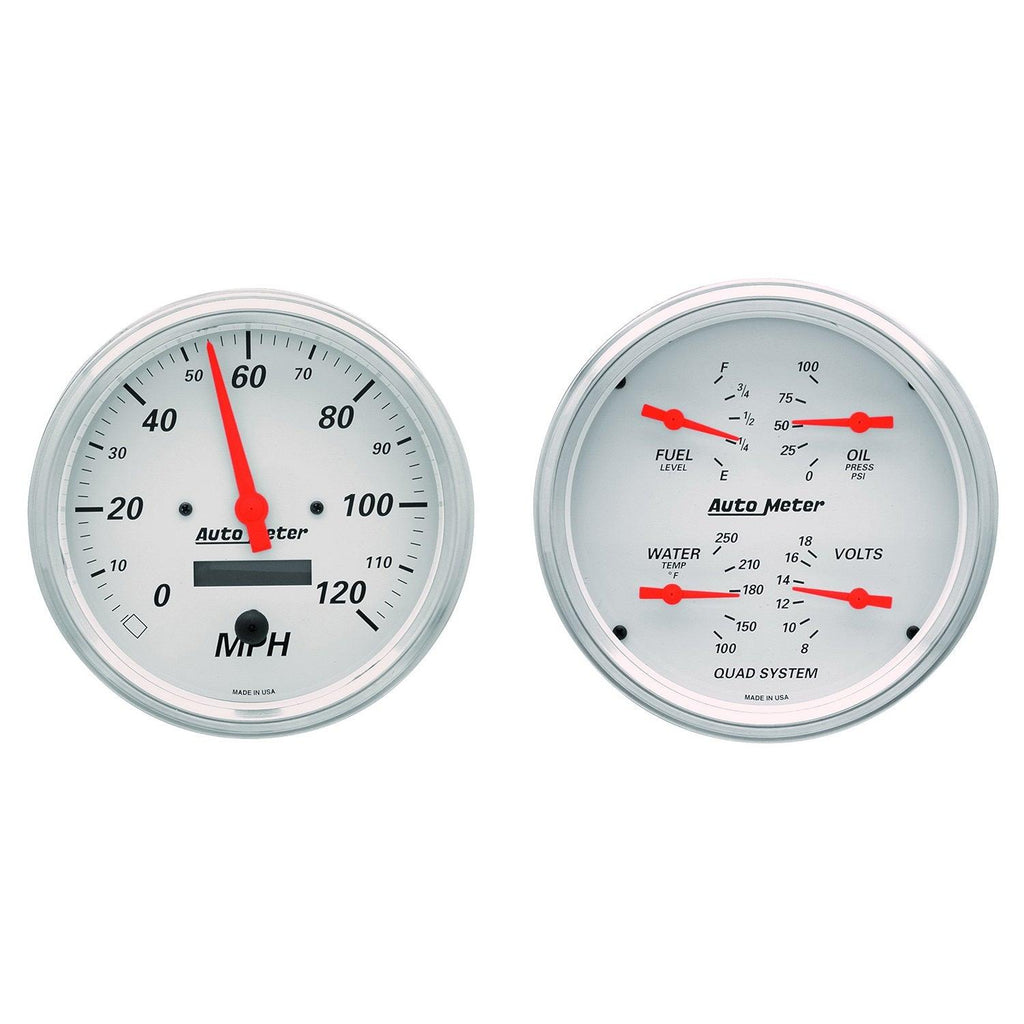 2 PC. GAUGE KIT 5 in. QUAD & SPEEDOMETER 240-33 O ARCTIC WHITE - greatparts