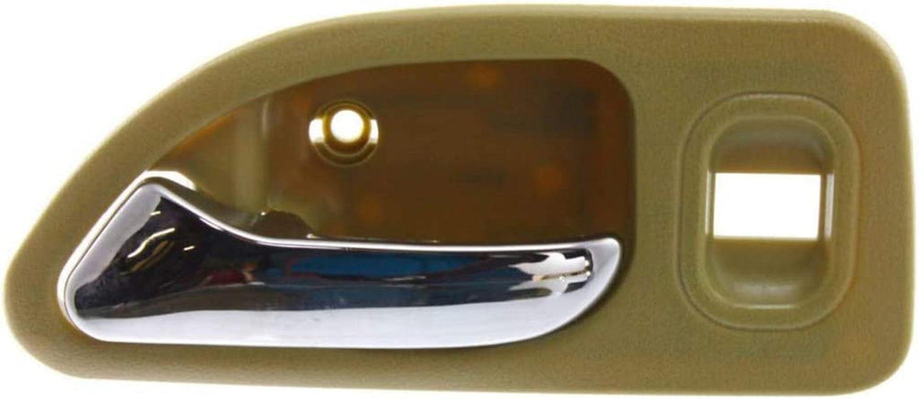 for Honda Accord Interior Door Handle Rear, Driver Side Beige Bezel with Chrome Lever (1994-1997) | with Door Lock Hole| Trim:All Submodels