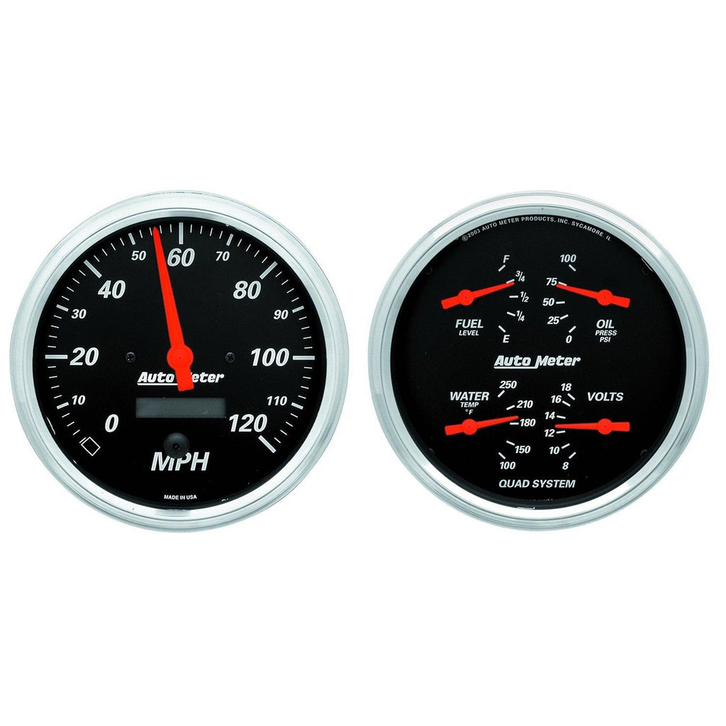 2 PC. GAUGE KIT 5 in. QUAD & SPEEDOMETER 240-33 O DESIGNER BLACK - greatparts