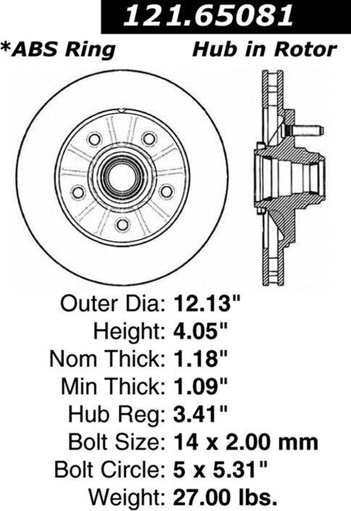 Centric Front Disc Brake Rotor for F-150, Expedition, Navigator (121.65081)