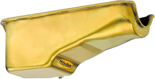 30700 Steel, Gold Zinc Plated Stock Replacement Oil Pan for Small Block Chevy