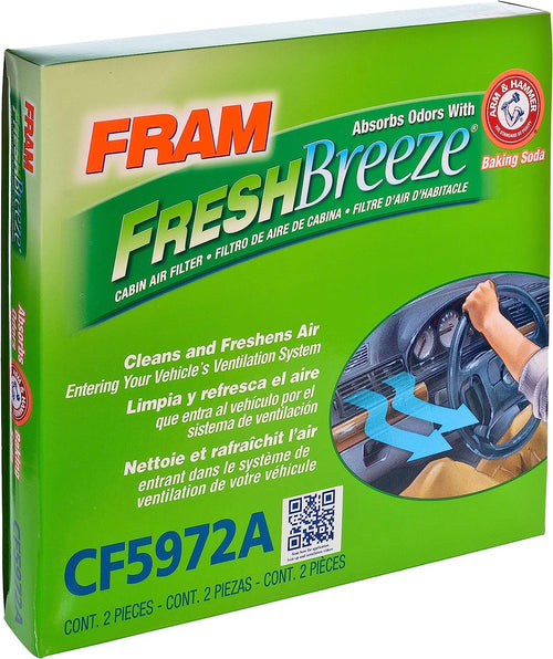 Fresh Breeze Cabin Air Filter with Arm & Hammer Baking Soda, CF5972A for Select Mercedes-Benz Vehicles , White