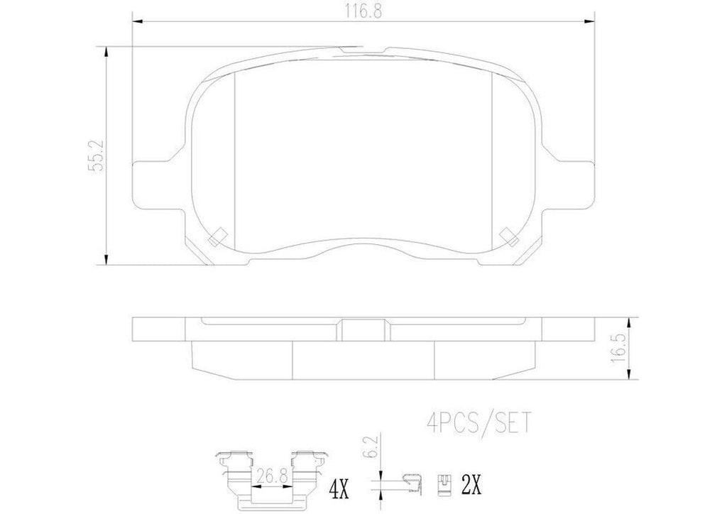 Brembo Front Disc Brake Pad Set for Prizm, Corolla (P83044N)