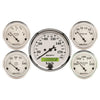 5 PC. GAUGE KIT 3-1/8 in. & 2-1/16 in. ELEC. KM/H SPEEDOMETER OLD TYME WHITE - greatparts