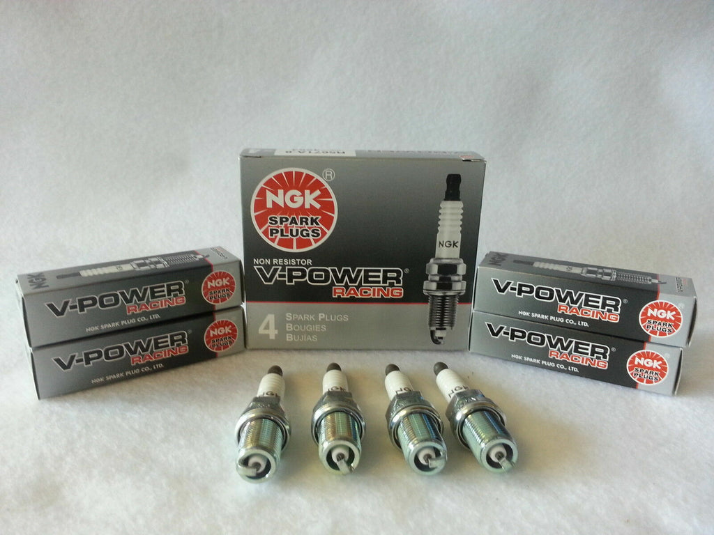 4 NGK V-POWER RACING SPARK PLUGS R5671A-8 4554 COLDER HIGH POWER TURBO NITROUS