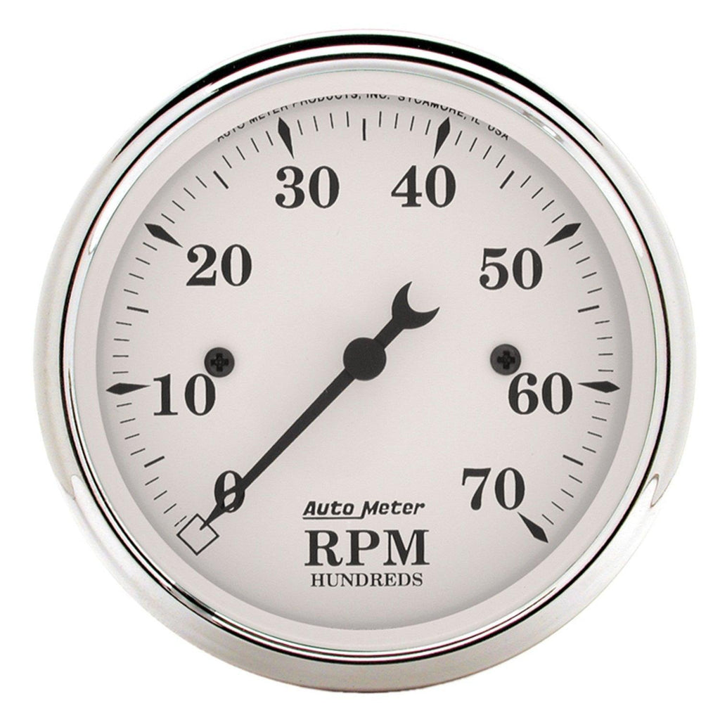 3-1/8 in. IN-DASH TACHOMETER 0-7000 RPM OLD-TYME WHITE - greatparts