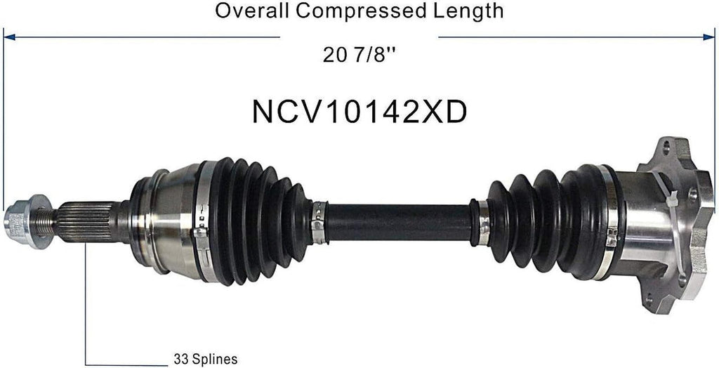 NCV10142XD XD Series CV Axle Shaft Assembly for Extreme Weather Environments - Left or Right Front (Driver or Passenger Side)