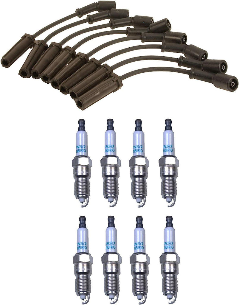 Denso Wire Set 7Mm & 8 Iridium Long Life Spark Plugs 0.04 Kit for Caddy Chevy V8 GMC Hummer Naturally Aspirated