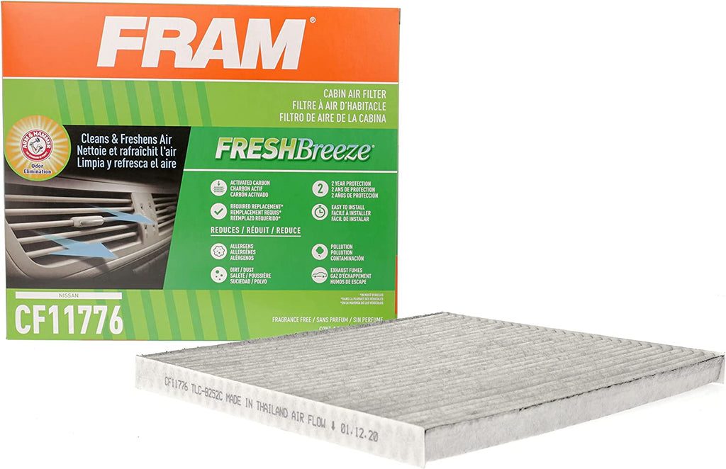 Fresh Breeze Cabin Air Filter Replacement for Car Passenger Compartment W/ Arm and Hammer Baking Soda, Easy Install, CF11776 for Select Infiniti and Nissan Vehicles