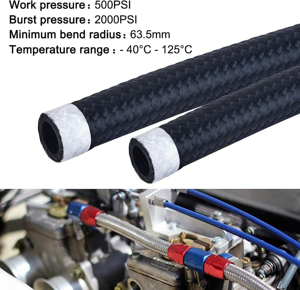 30 Row AN10-10AN Stacked Plate Oil Cooler 6AN 8AN Adapter Universal Engine Transmission Bundle with 6AN 3/8" Fuel Line Hose Fitting Kit Braided Nylon Stainless Steel Oil Gas CPE 20FT Black