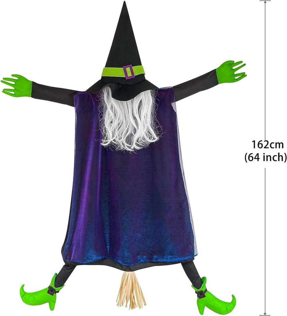 POPGIFTU 64" Large Crashing Witch Decorations, Funny Witch Crashing into Tree Halloween Outdoor Decor, Hanging into Tree/Door/Garden/Yard/Indoor/Outside Halloween Flying Witches Props Ornaments