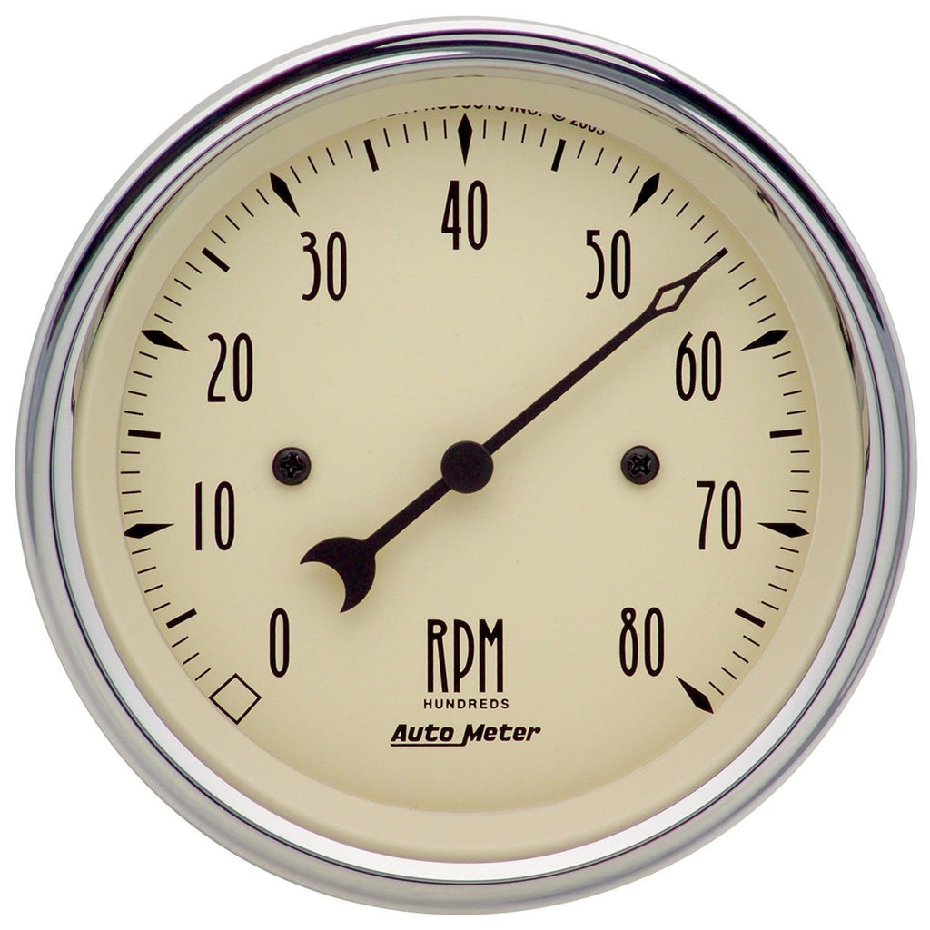 3-3/8 in. IN-DASH TACHOMETER 0-8000 RPM ANTIQUE BEIGE - greatparts