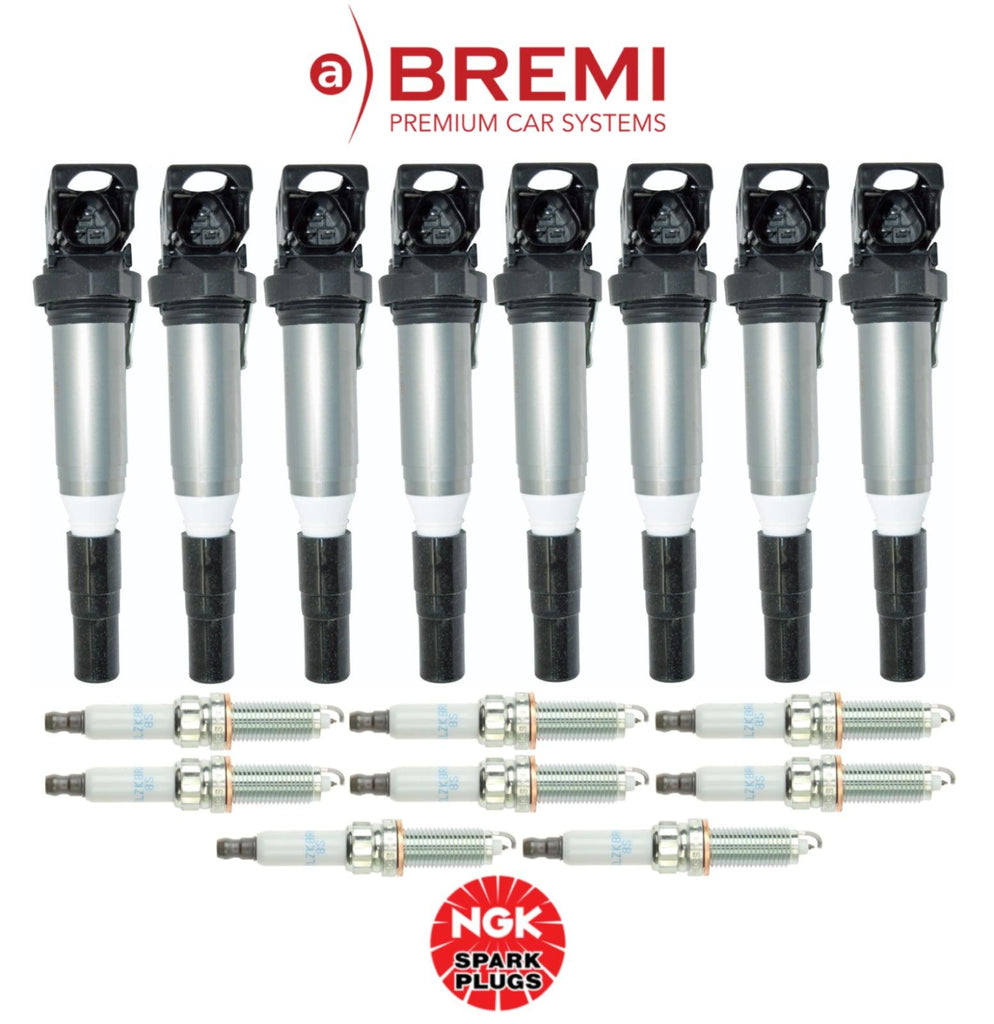 Ignition Coil Bremi + Spark Plug Laser Iridium NGK OEM (8Sets) for BMW V8 750I
