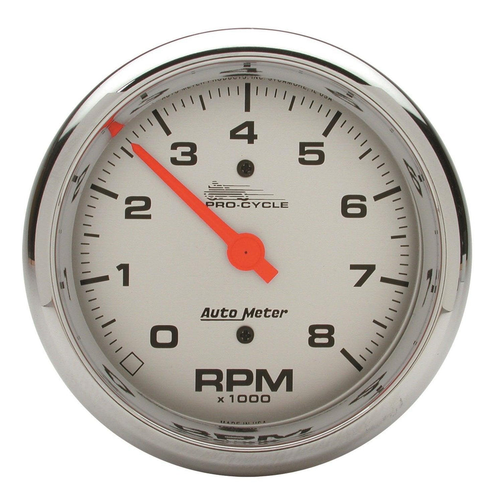3-3/8 in. TACHOMETER 0-8000 RPM SILVER PRO-CYCLE - greatparts