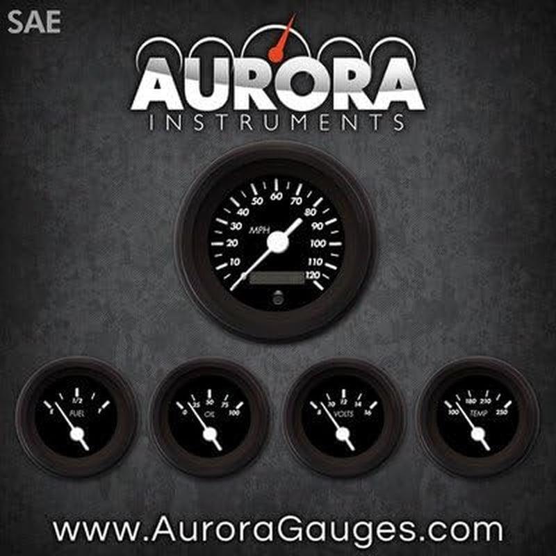 1184 Marker Black SAE 5-Gauge Set (White Vintage Needles, Black Trim Rings, Style Kit Installed)